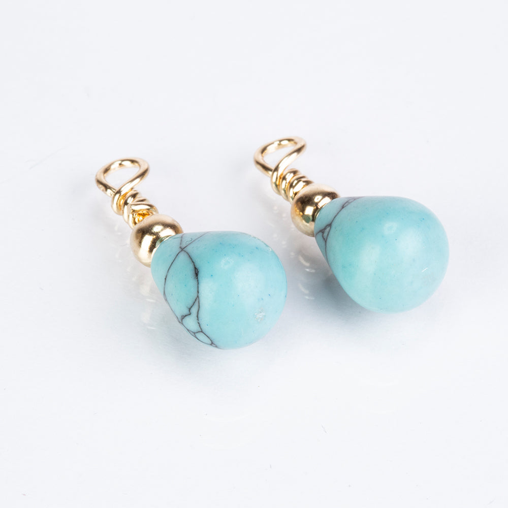 Conjunto de Aleación Bañado en Oro con Turquesa y Cornalina ( Pendientes )