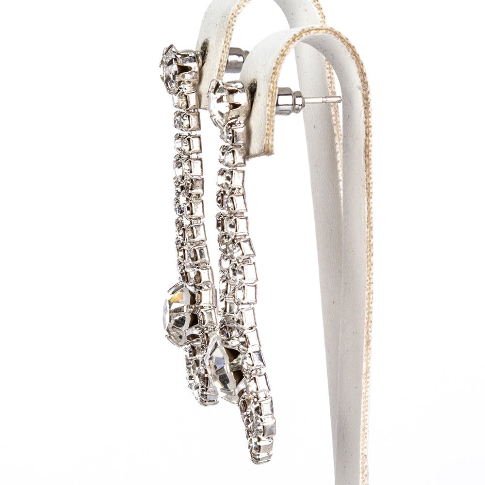 Conjunto de Aleación Bañado en Oro con Cristal Emporia® Blanco ( Collar +Pendientes ) 3 