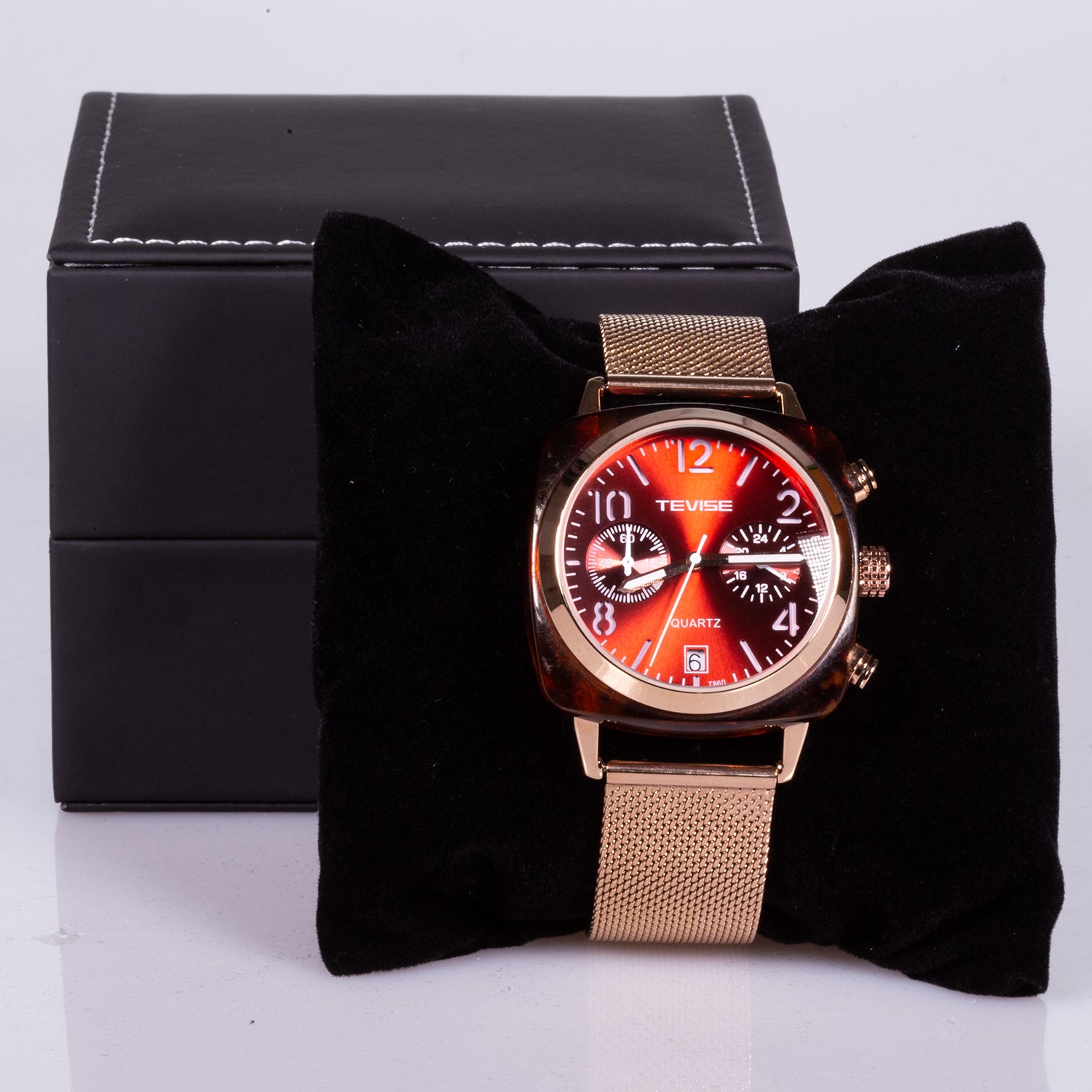 Reloj de Aleación Bañado en Oro con Cristal Emporia® Blanco 1 