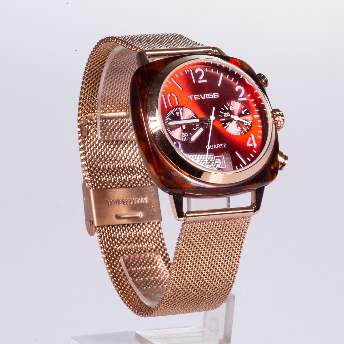 Reloj de Aleación Bañado en Oro con Cristal Emporia® Blanco