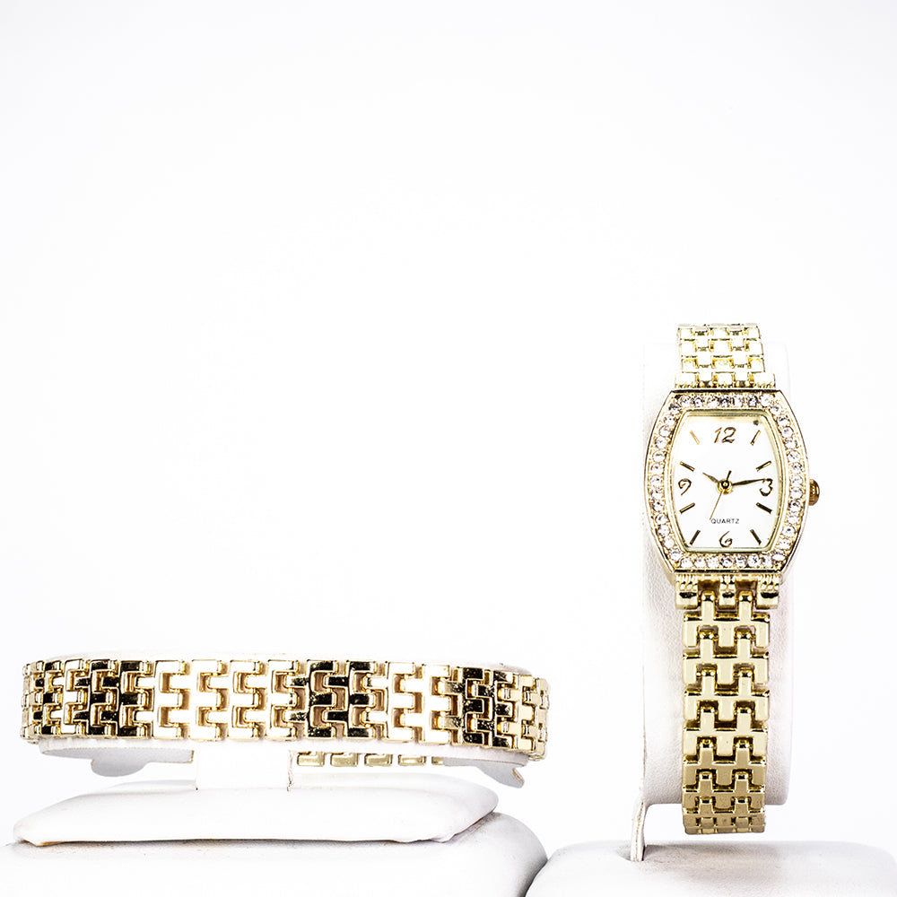 Conjunto de Aleación Bañado en Oro con Cristal Emporia® Blanco ( Pulsera ) 5 