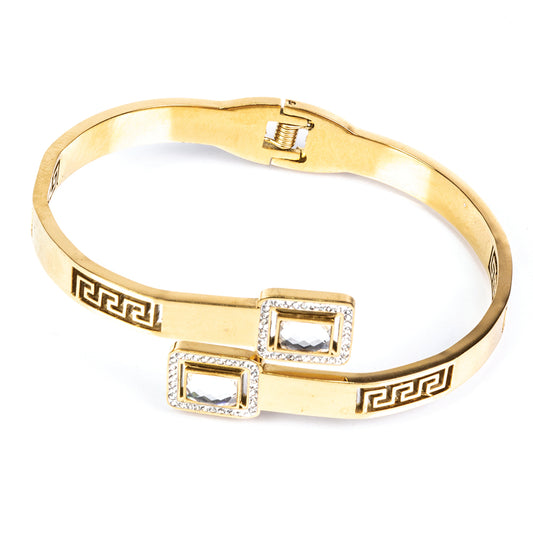 Pulsera de Aleación Bañado en Oro con Cristal Emporia® Blanco