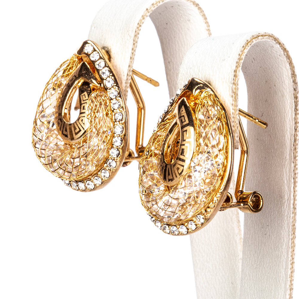 Conjunto de Aleación Bañado en Oro con Cristal Emporia® Blanco ( Collar +Pendientes ) 3 