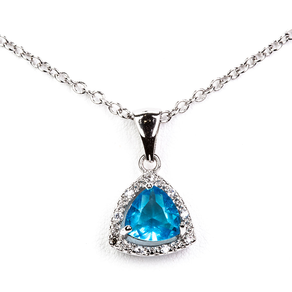 Conjunto de Aleación Bañado en Oro con Cristal Emporia® Azul ( Collar +Pendientes +Anillo ) 2 