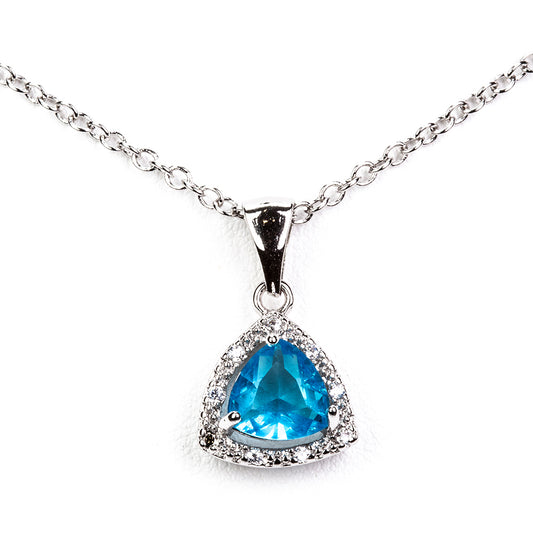 Conjunto de Aleación Bañado en Oro con Cristal Emporia® Azul ( Collar +Pendientes +Anillo )