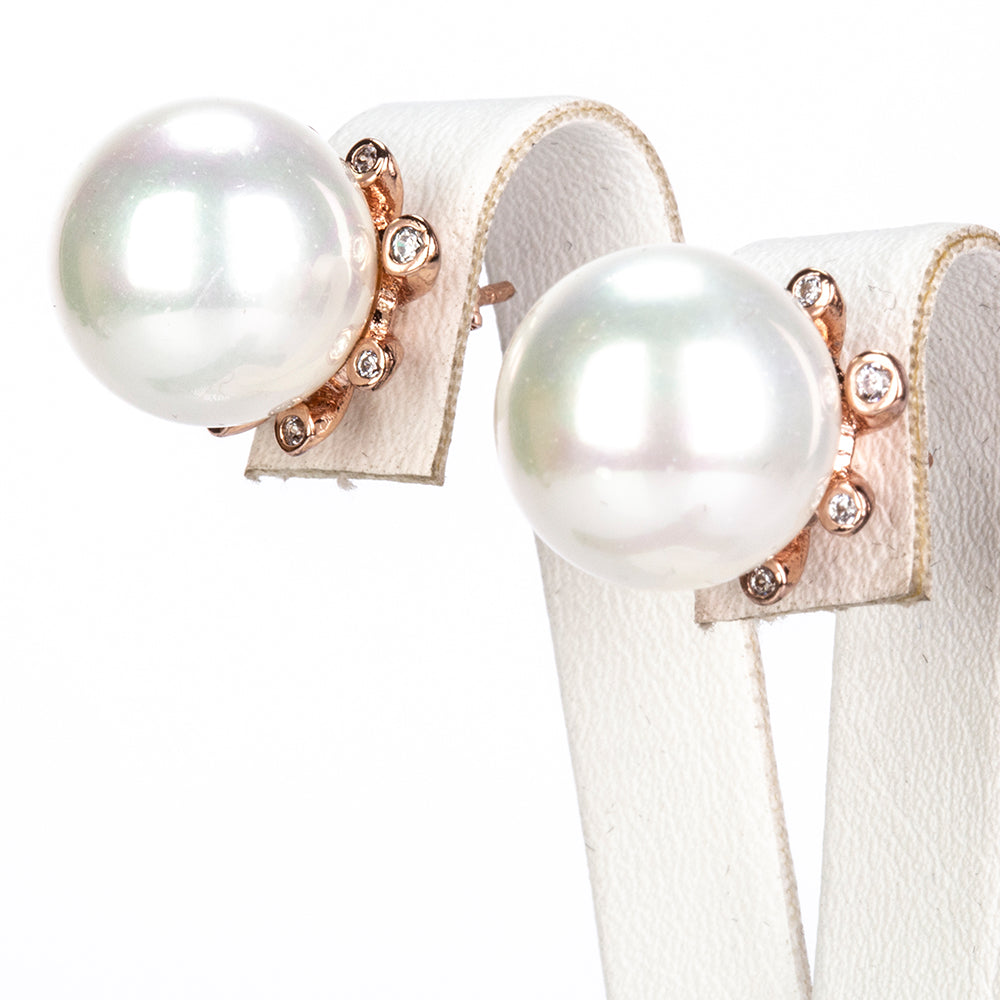 Conjunto de Aleación Bañado en Oro con Perla de cristal y Cristal Emporia® Blanco ( Collar +Pendientes +Anillo ) 3 