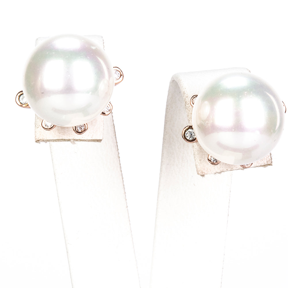 Conjunto de Aleación Bañado en Oro con Perla de cristal y Cristal Emporia® Blanco ( Collar +Pendientes +Anillo ) 4 
