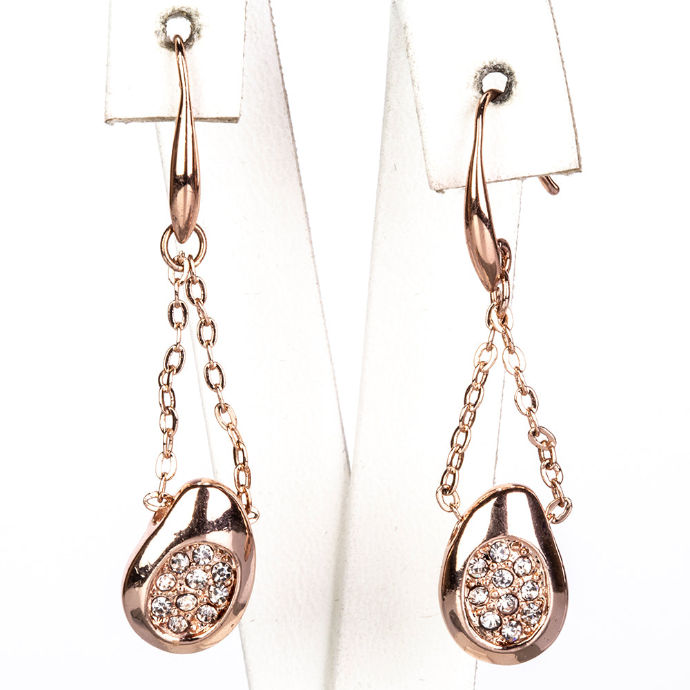 Conjunto de Aleación Bañado en Oro con Cristal Emporia® Blanco ( Collar +Pendientes +Anillo )