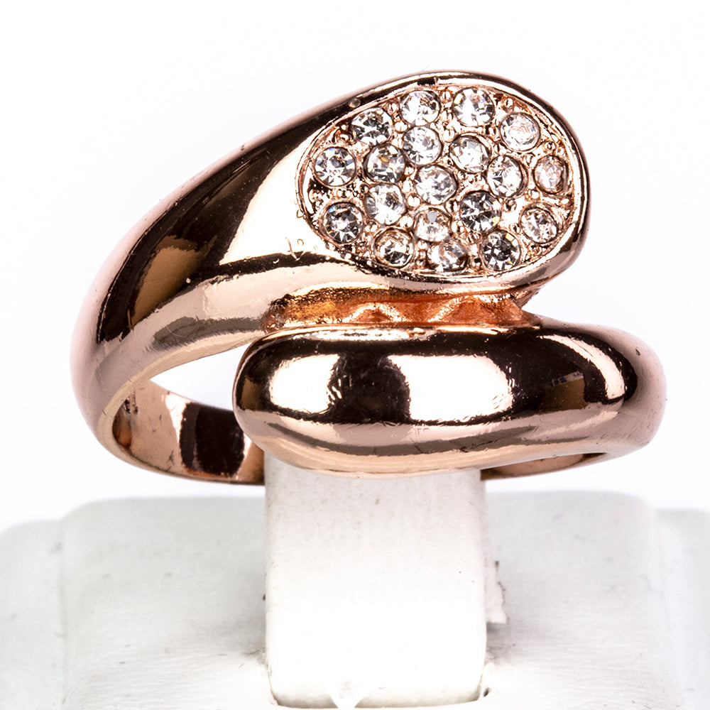 Conjunto de Aleación Bañado en Oro con Cristal Emporia® Blanco ( Collar +Pendientes +Anillo ) 6 