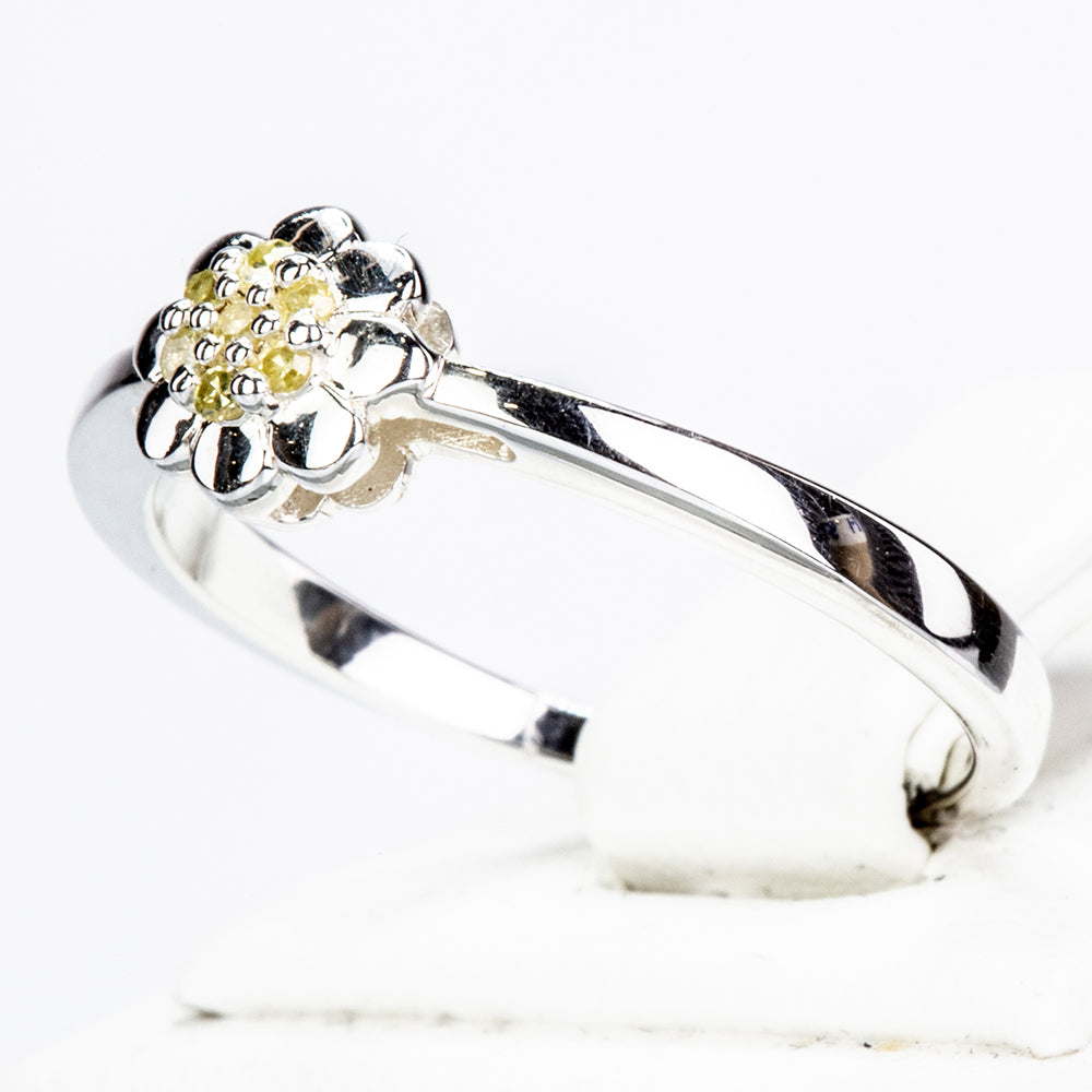 Anillo de Plata con Diamante Amarillo