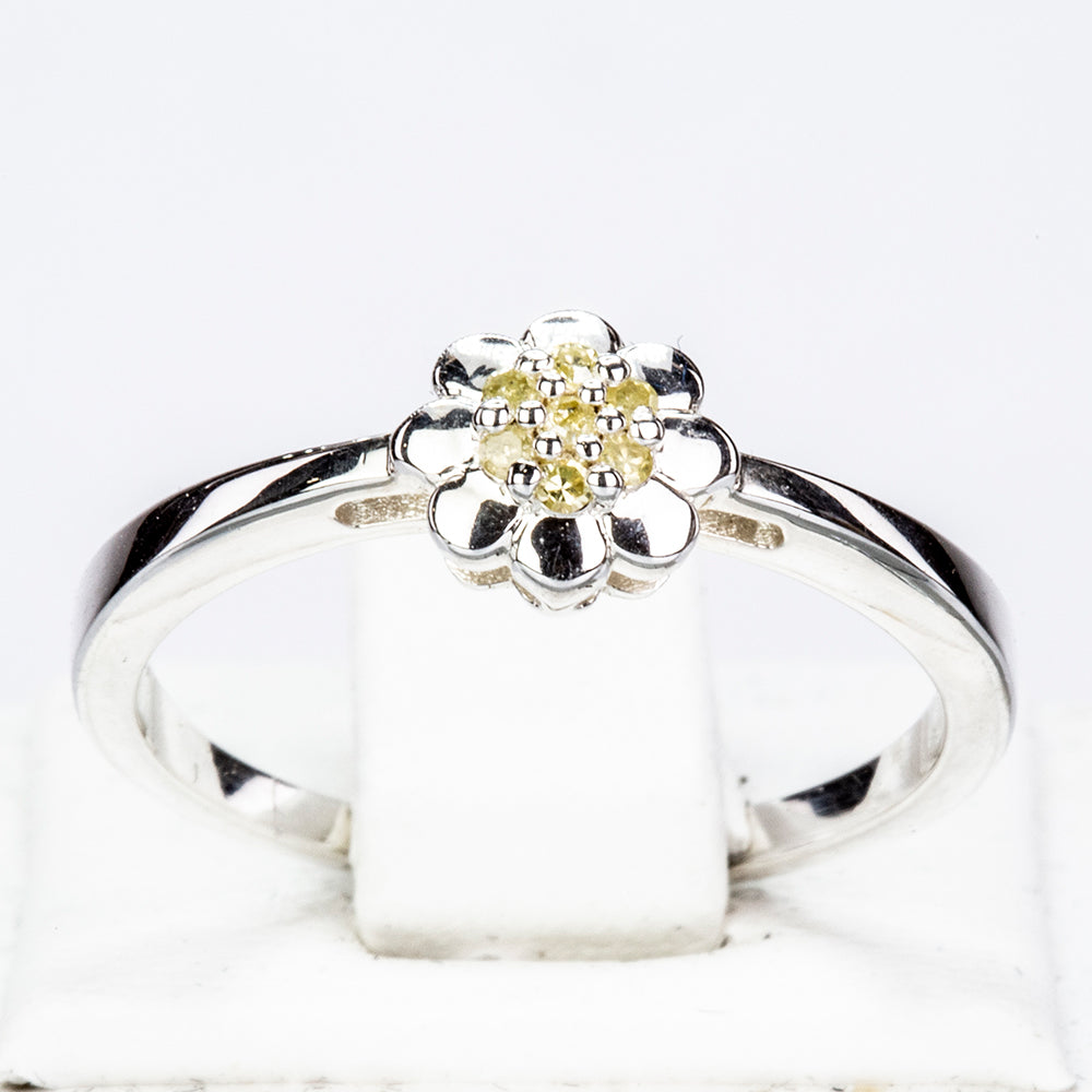 Anillo de Plata con Diamante Amarillo