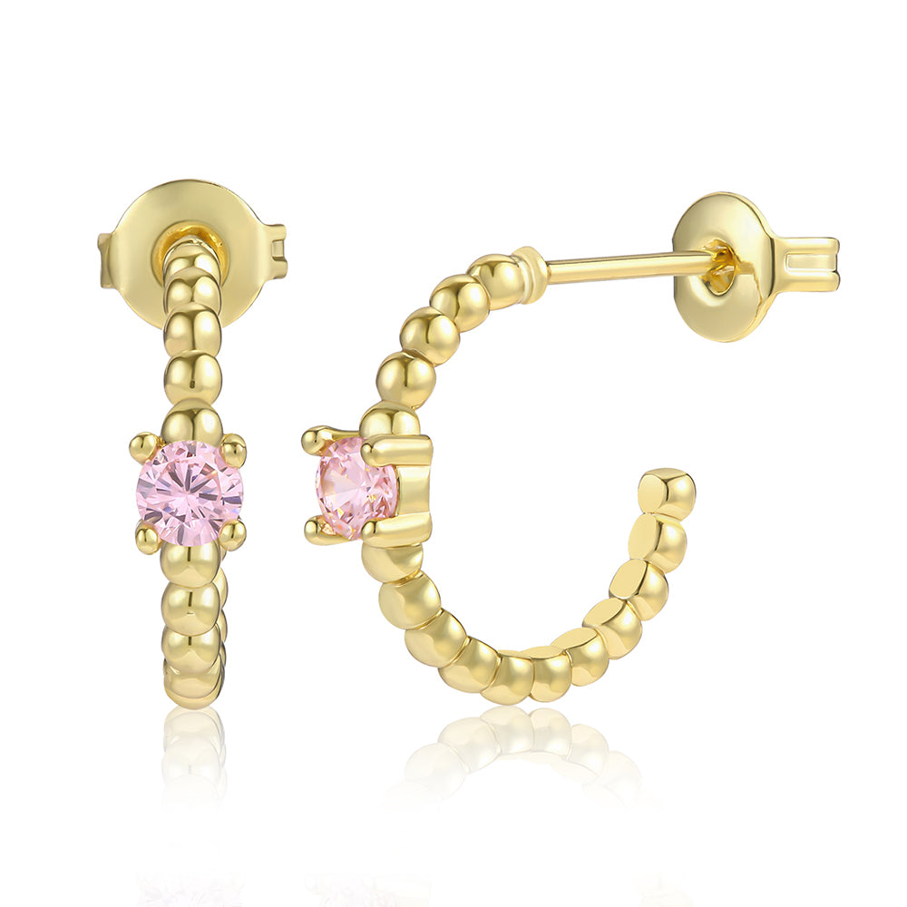 Pendientes de Aleación Bañado en Oro con Cristal Emporia® Rosa 1 