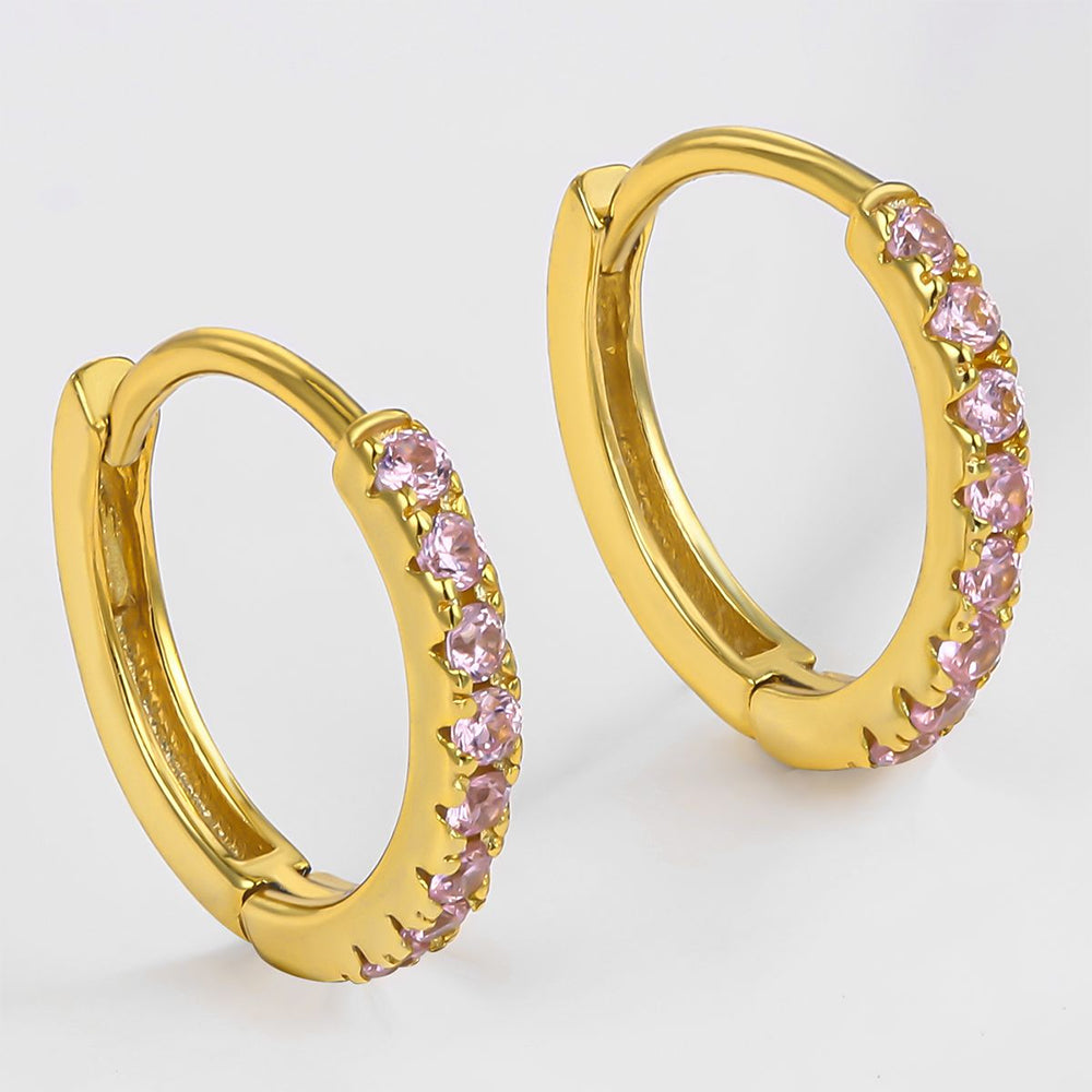 Pendientes de Aleación Bañado en Oro con Cristal Emporia® Rosa 1 