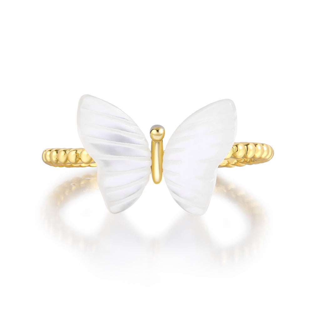 Anillo de Aleación Bañado en Oro con Cristal Emporia® Blanco 1 