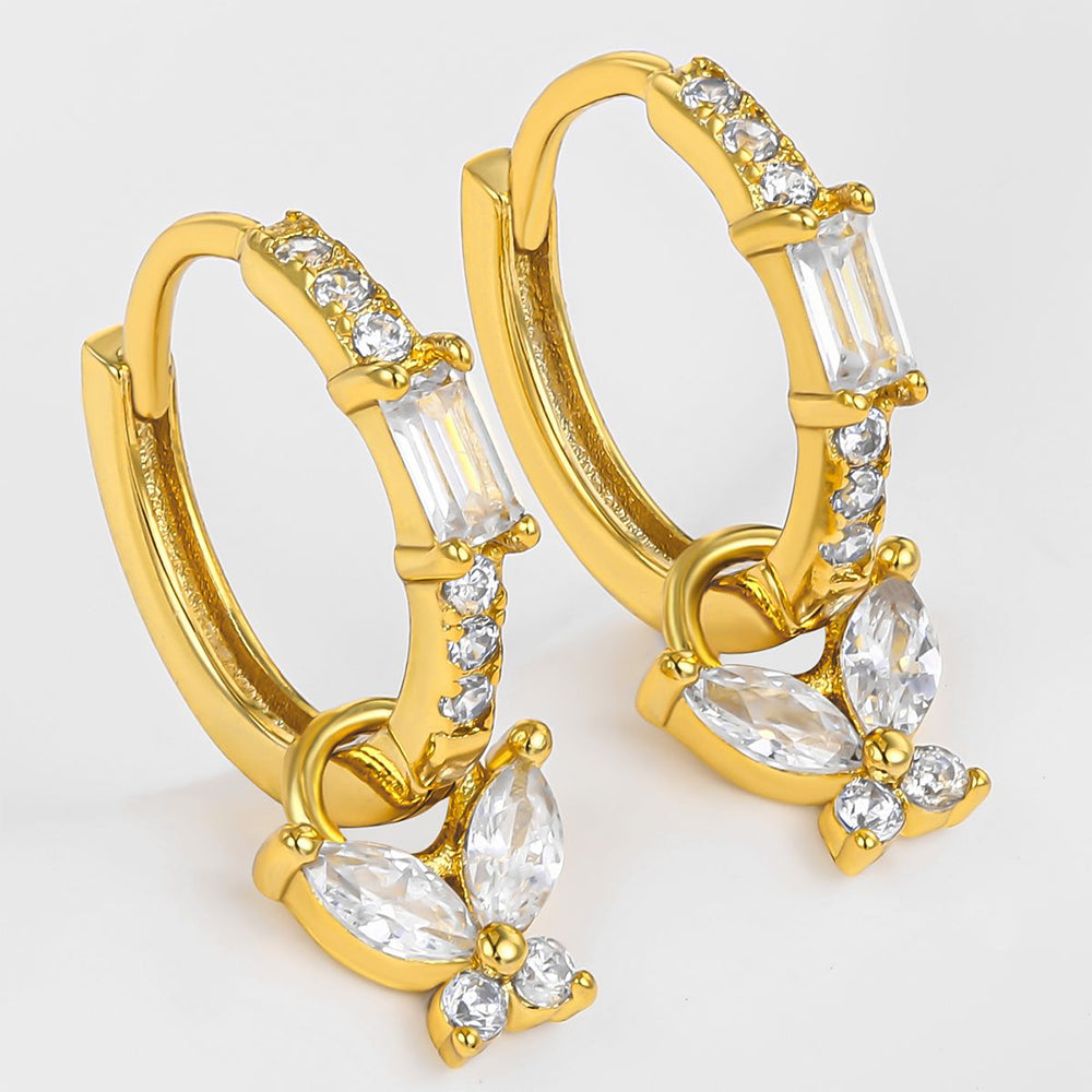 Pendientes de Aleación Bañado en Oro con Cristal Emporia® Blanco 1 