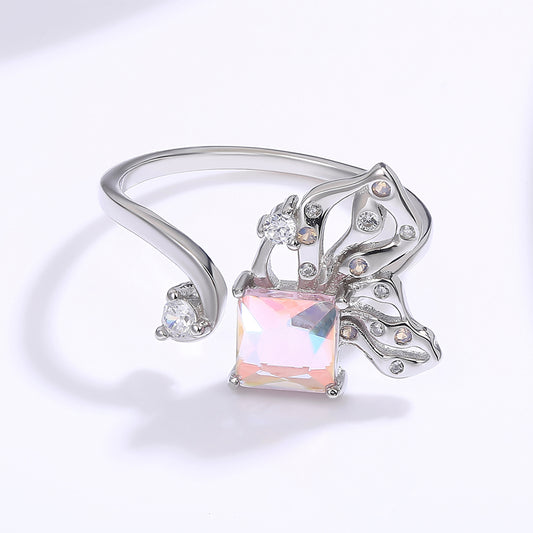 Anillo de Aleación Bañado en Oro con Cristal Emporia® Rosa