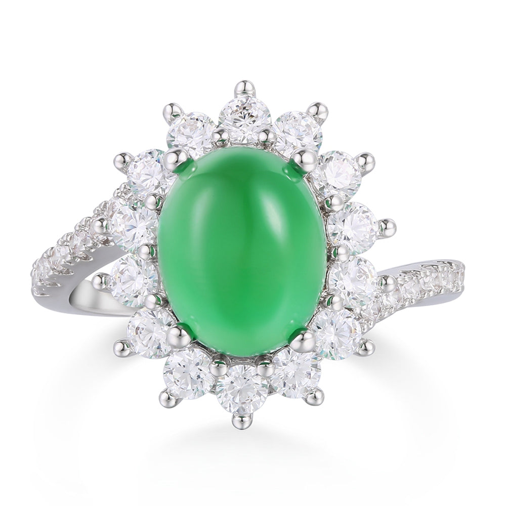 Anillo de Aleación Bañado en Oro con Cristal Emporia® Verde y Cristal Emporia® Blanco 1 