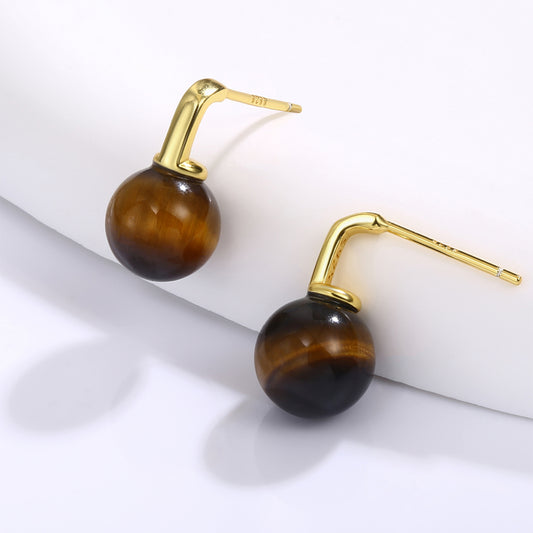 Pendientes de Aleación Bañado en Oro con Cristal Emporia® Marrón