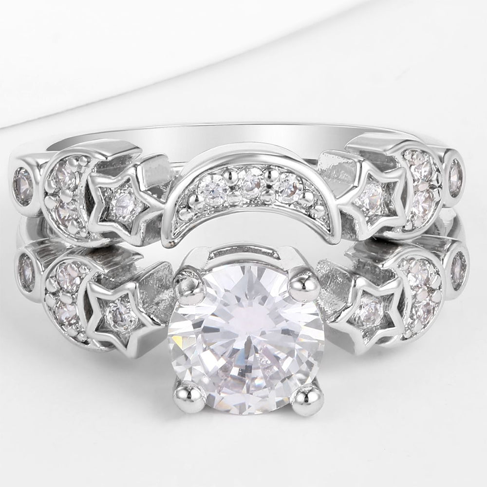 Anillo de Aleación Bañado en Oro con Cristal Emporia® Blanco