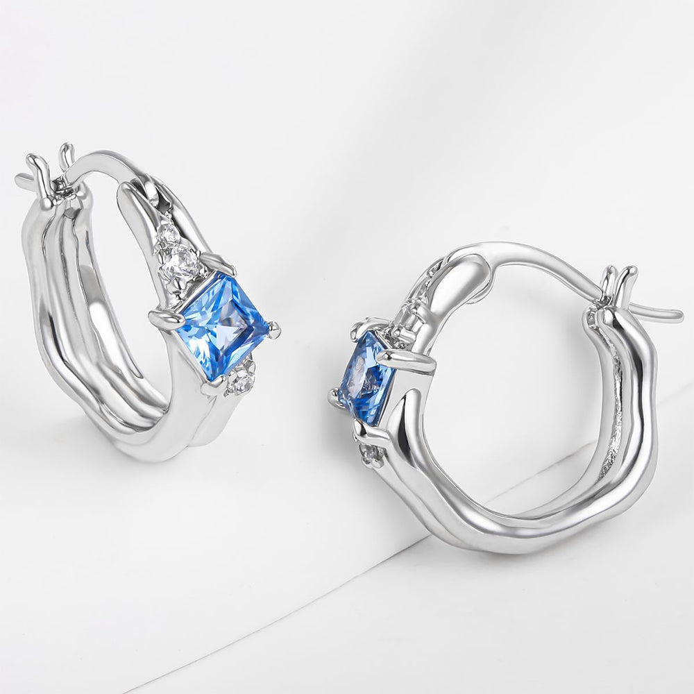 Pendientes de Aleación Bañado en Oro con Cristal Emporia® Azul 1 