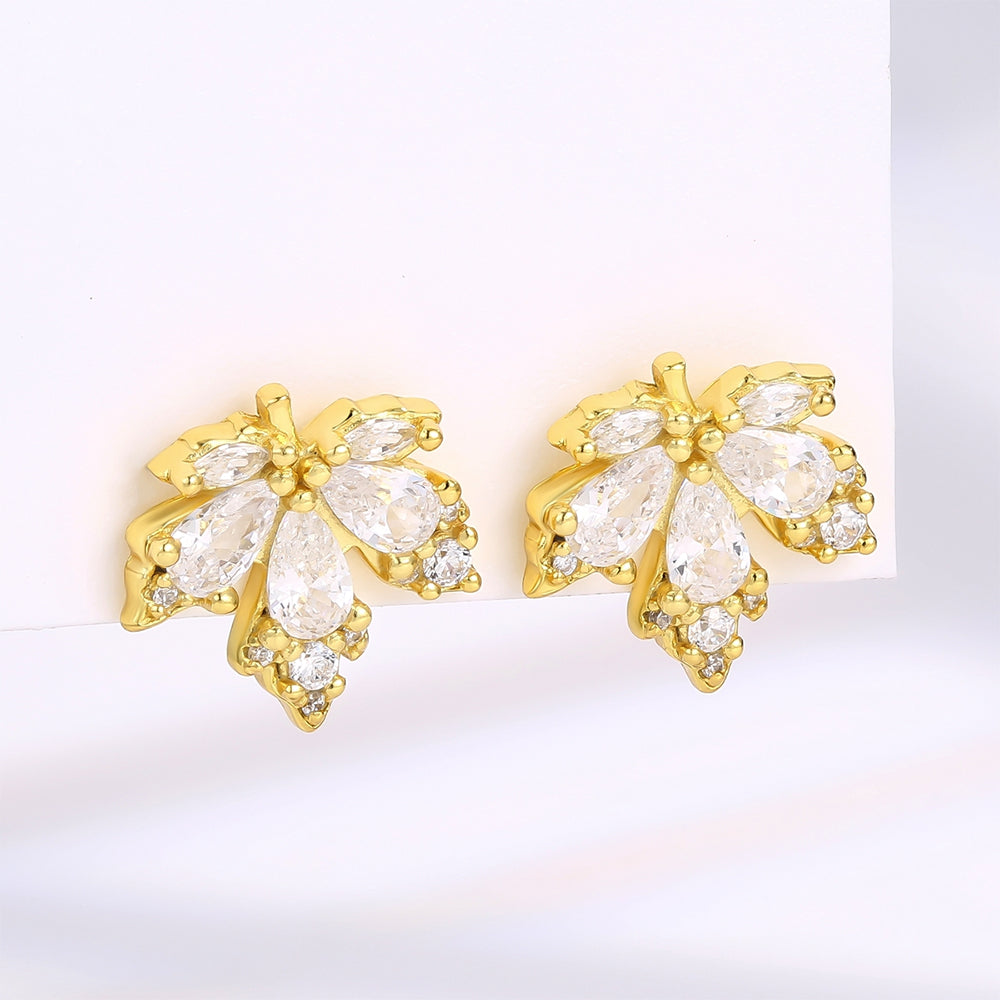 Pendientes de Aleación Bañado en Oro con Cristal Emporia® Blanco 1 