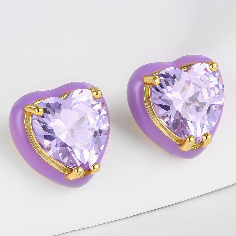 Pendientes de Aleación Bañado en Oro con Cristal Emporia® Púrpura 1 