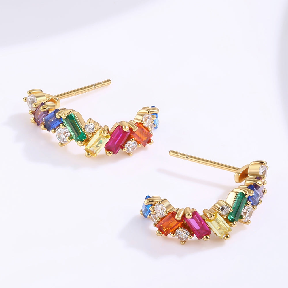 Pendientes de Aleación Bañado en Oro con Cristal Emporia® Rojo y Cristal Emporia® Verde 1 