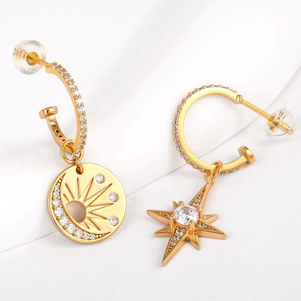 Pendientes de Aleación Bañado en Oro con Cristal Emporia® Blanco 1 