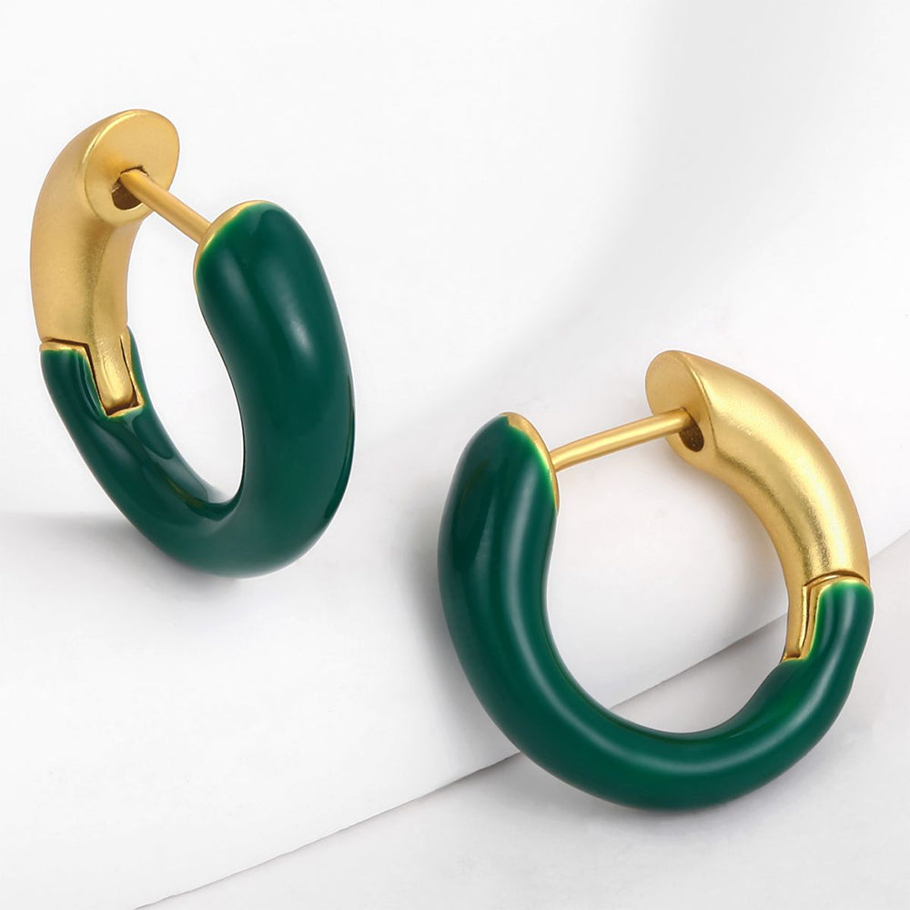 Pendientes de Aleación Bañado en Oro con Cristal Emporia® Verde