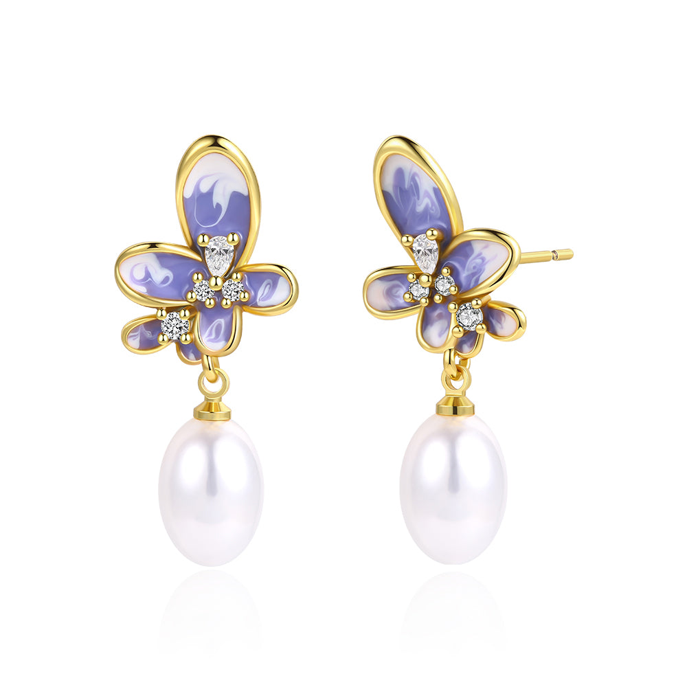 Pendientes de Aleación Bañado en Oro con Cristal Emporia® Azul 1 