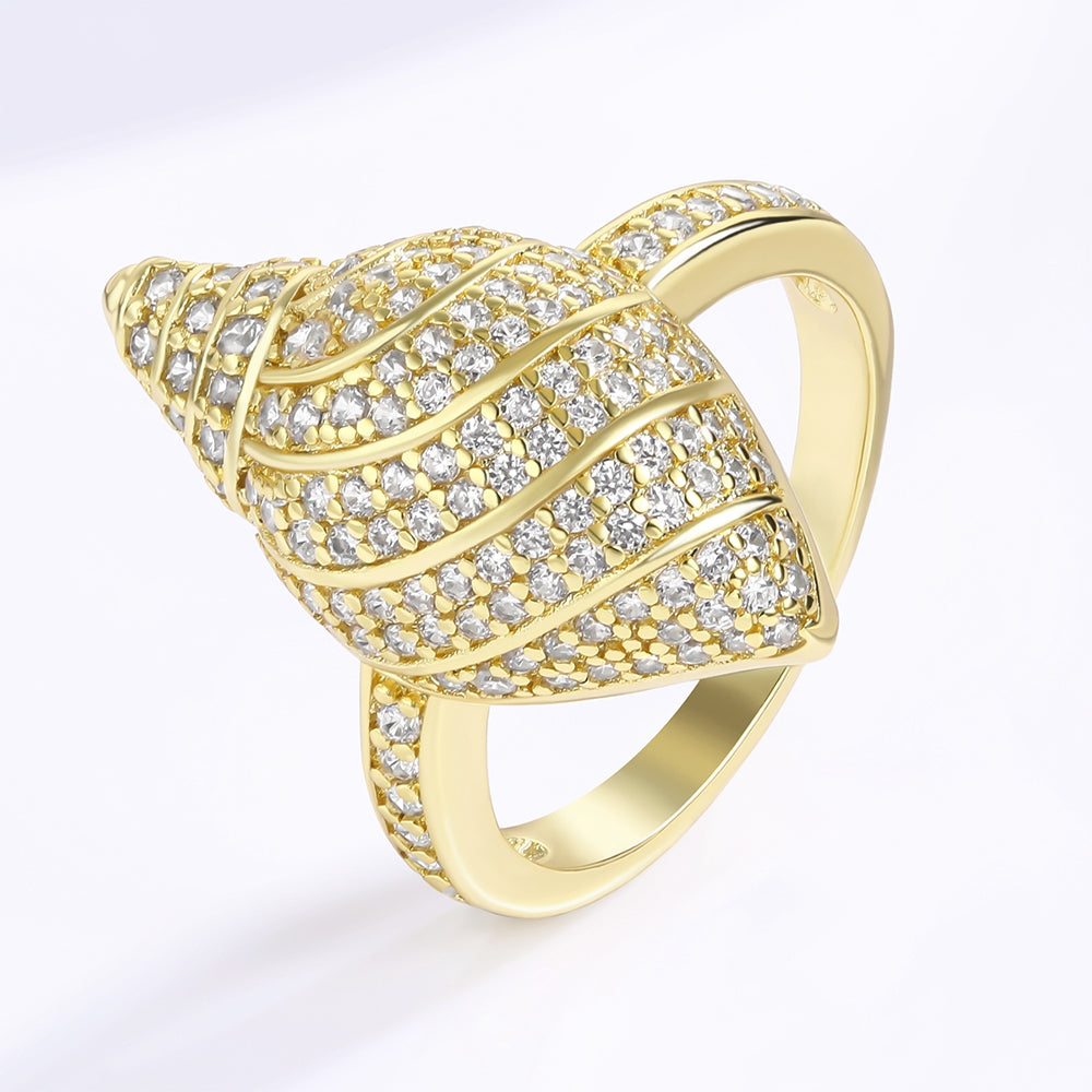 Anillo de Aleación Bañado en Oro con Cristal Emporia® Blanco 1 