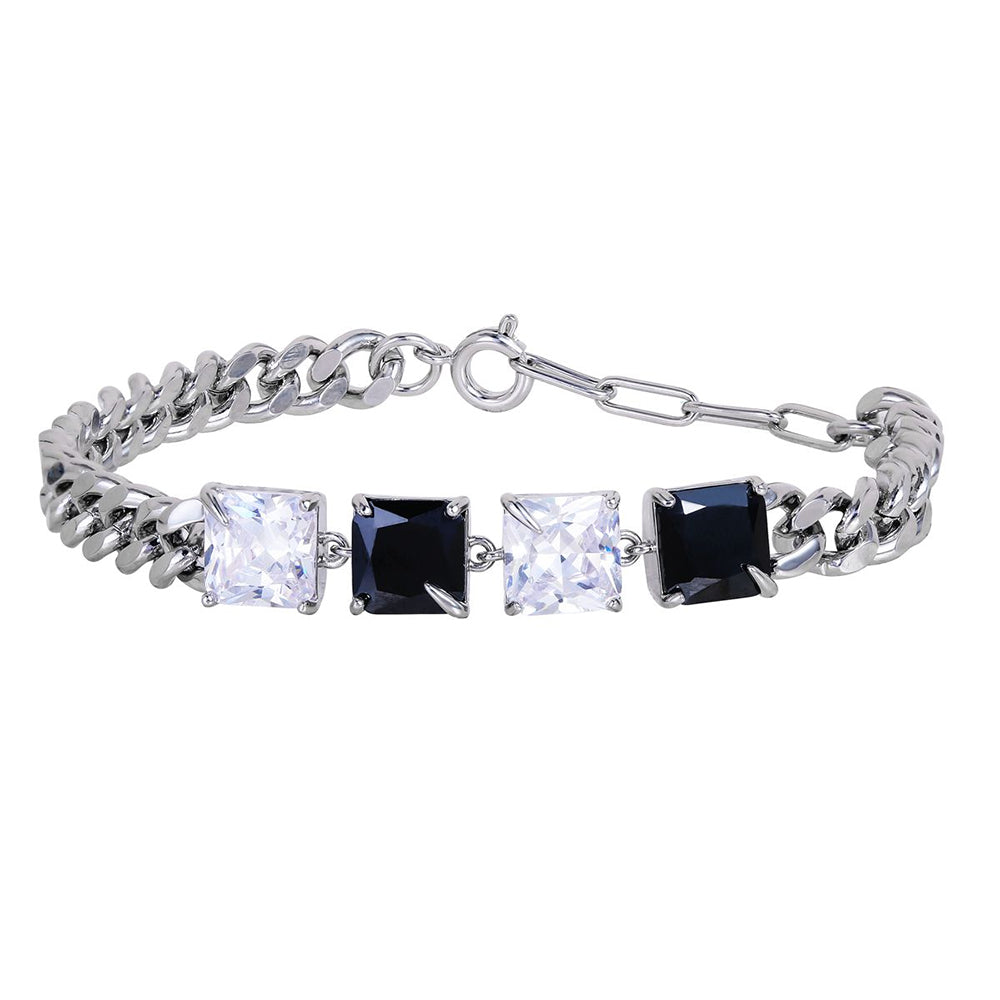 Pulsera de Aleación Bañado en Oro con Cristal Emporia® Blanco y Cristal Emporia® Negro