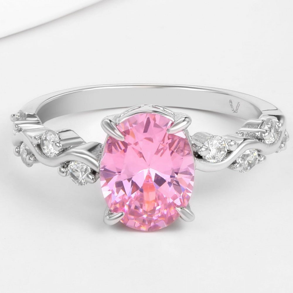 Anillo de Aleación Bañado en Oro con Cristal Emporia® Rosa 1 