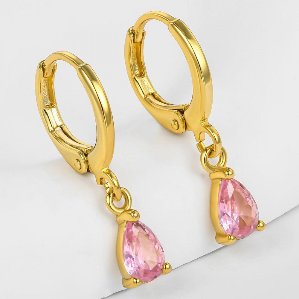 Pendientes de Aleación Bañado en Oro con Cristal Emporia® Rosa 1 