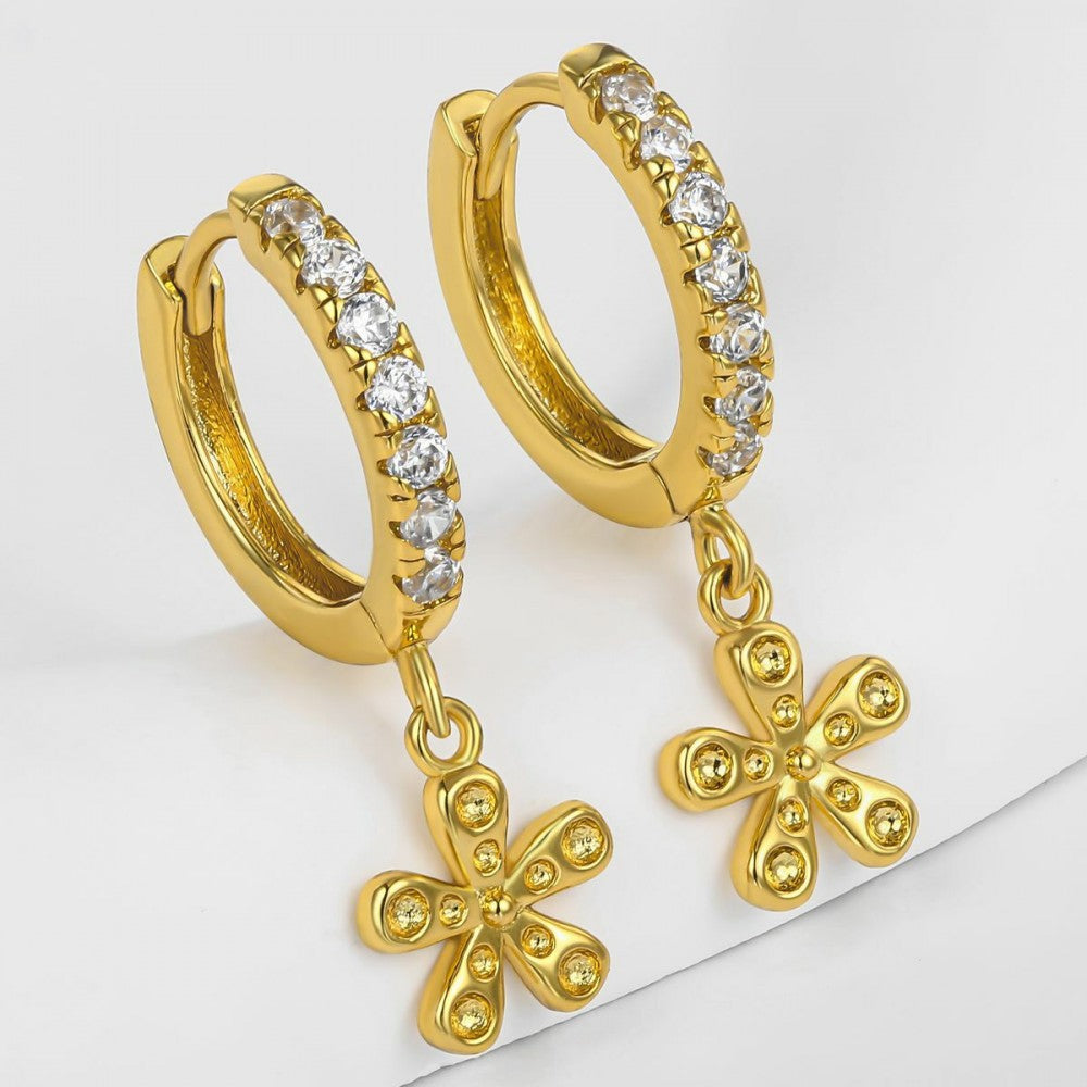 Pendientes de Aleación Bañado en Oro con Cristal Emporia® Blanco 1 