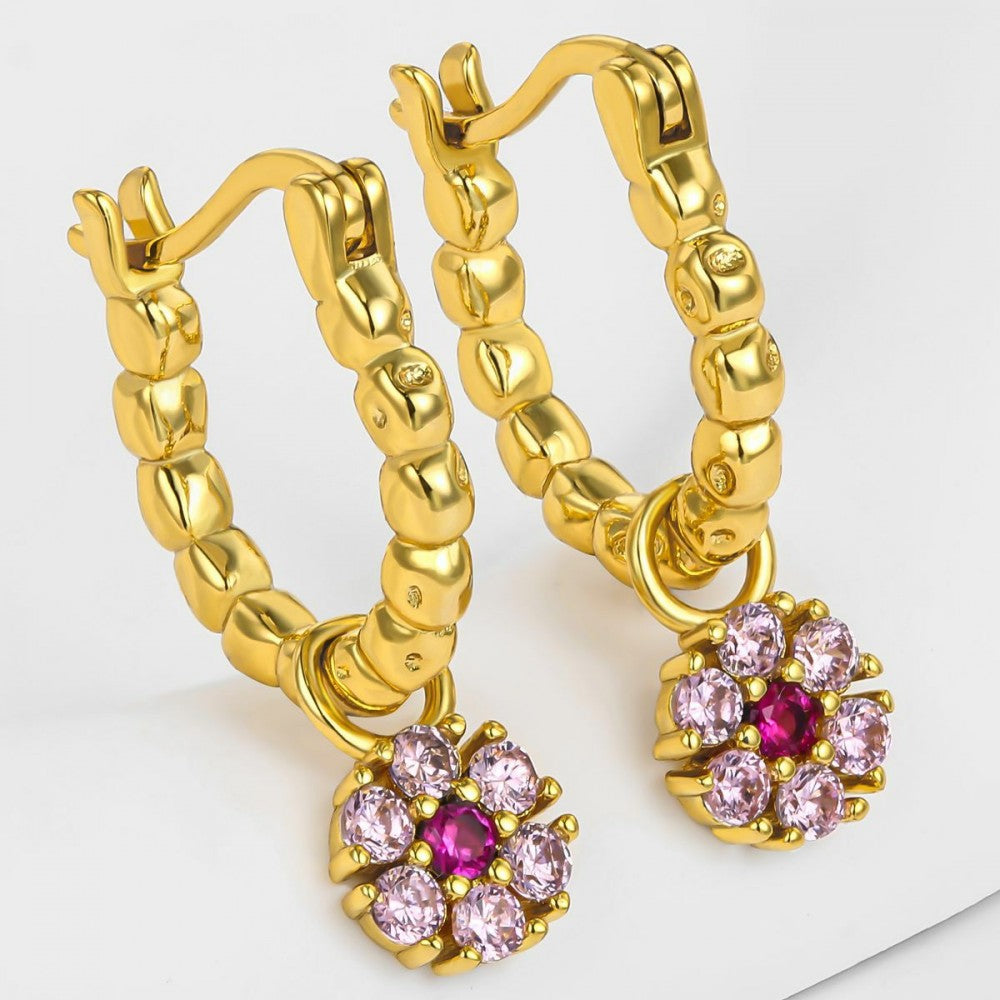 Pendientes de Aleación Bañado en Oro con Cristal Emporia® Rojo 1 