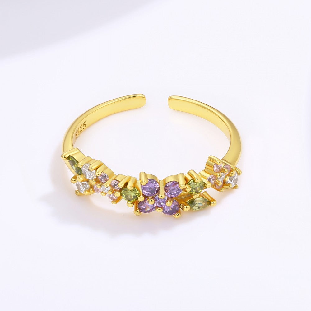 Anillo de Aleación Bañado en Oro con Cristal Emporia® Púrpura 1 