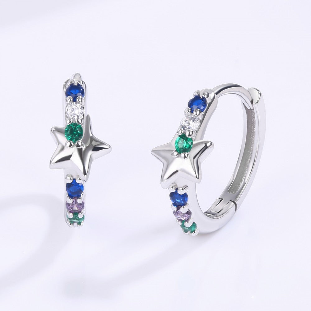 Pendientes de Aleación Bañado en Oro con Cristal Emporia® Azul 1 