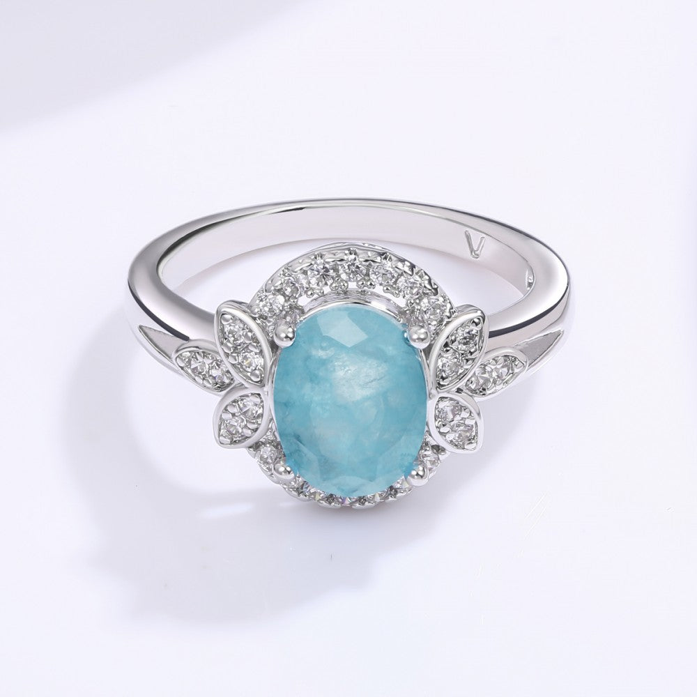 Anillo de Aleación Bañado en Oro con Cristal Emporia® Azul 1 