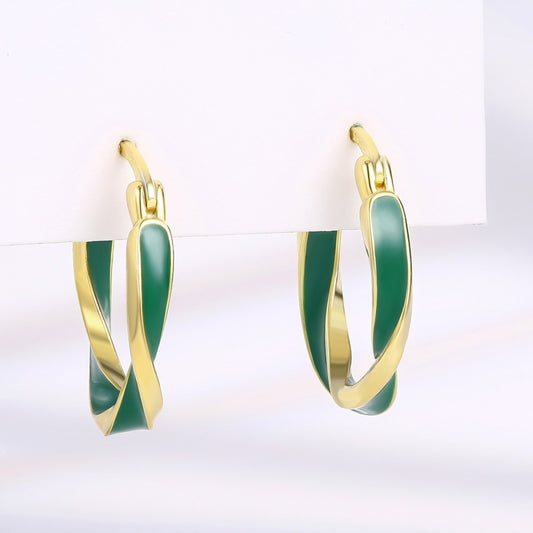 Pendientes de Aleación Bañado en Oro con Cristal Emporia® Verde