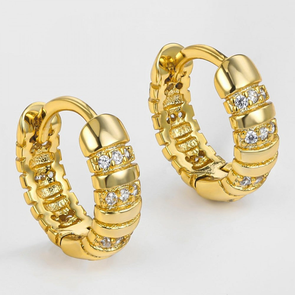 Pendientes de Aleación Bañado en Oro con Cristal Emporia® Blanco 1 