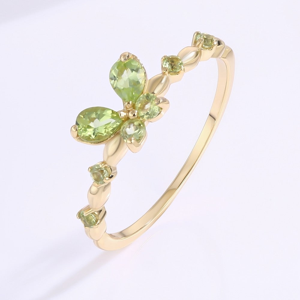 Anillo de Aleación Bañado en Oro con Cristal Emporia® Verde 1 