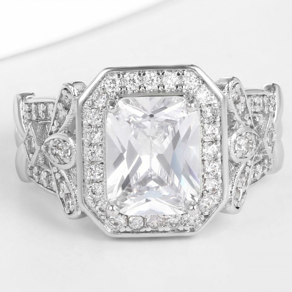Anillo de Aleación Bañado en Oro con Cristal Emporia® Blanco 1 