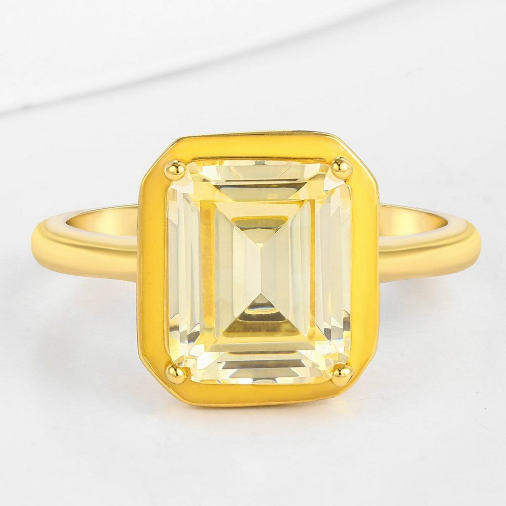 Anillo de Aleación Bañado en Oro con Cristal Emporia® Blanco 1 