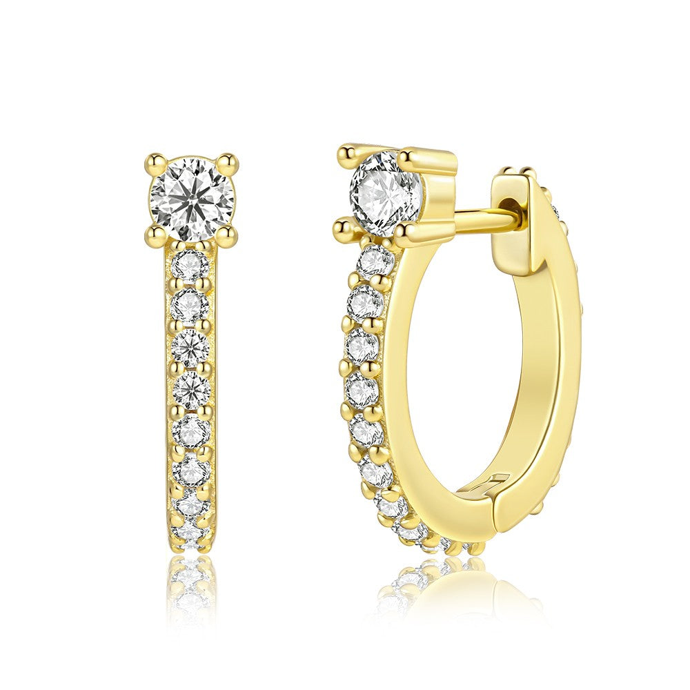 Pendientes de Aleación Bañado en Oro con Cristal Emporia® Blanco 1 