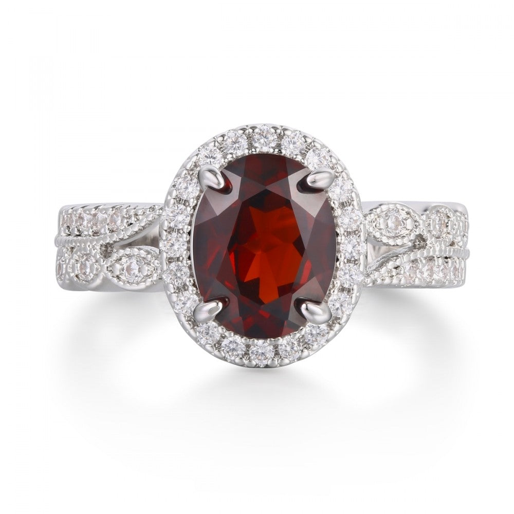 Anillo de Aleación Bañado en Oro con Cristal Emporia® Rojo