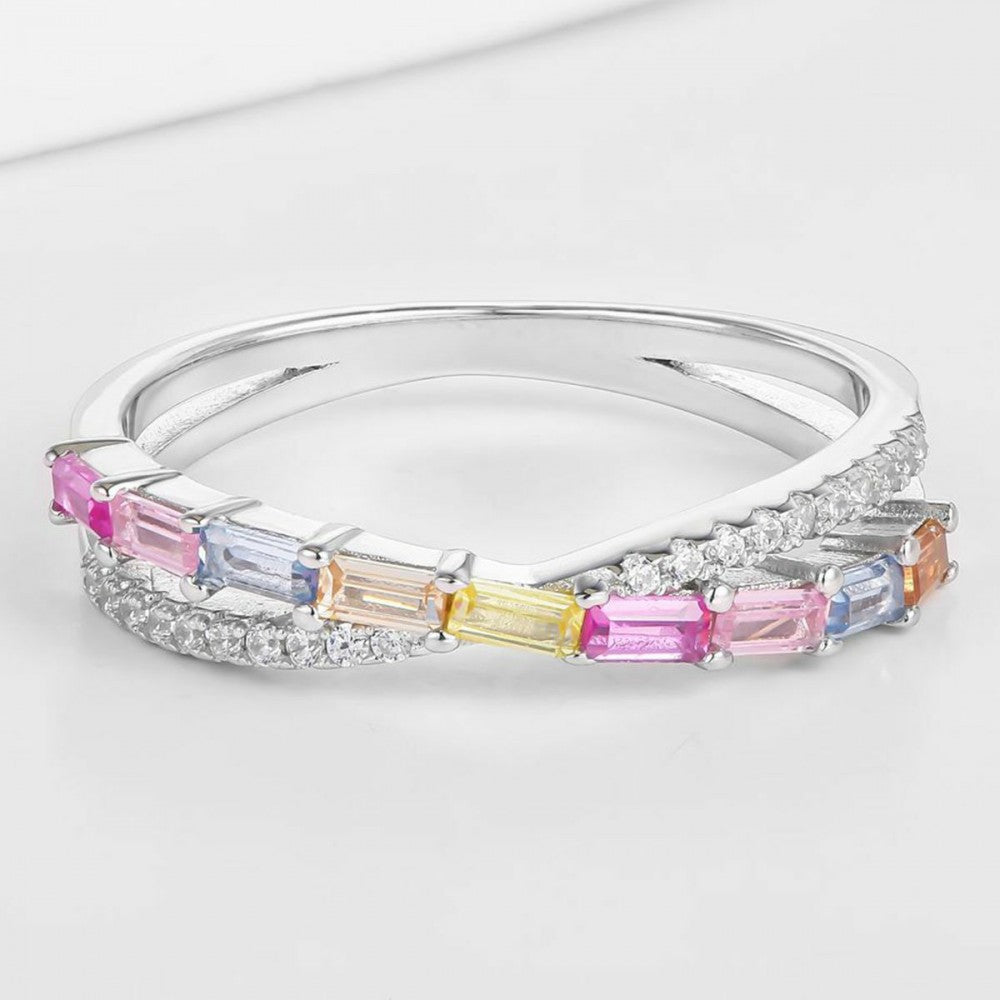 Anillo de Aleación Bañado en Oro con Cristal Emporia® Rosa 1 