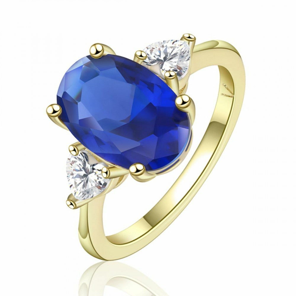 Anillo de Aleación Bañado en Oro con Cristal Emporia® Azul 1 