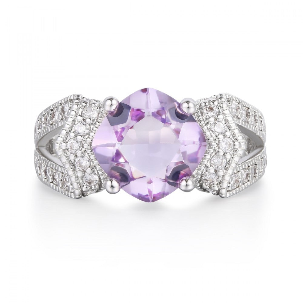Anillo de Aleación Bañado en Oro con Cristal Emporia® Púrpura 1 