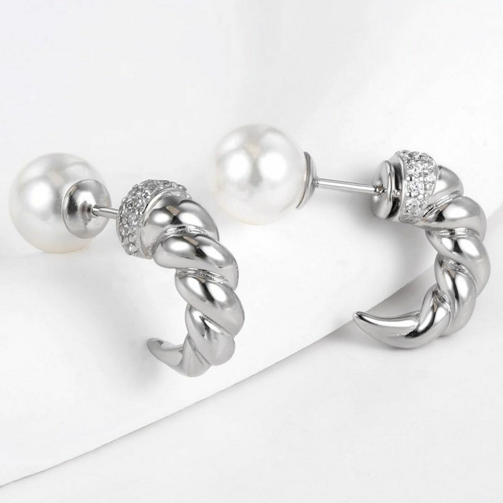 Pendientes de Aleación Bañado en Oro con Cristal Emporia® Blanco 1 